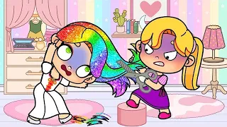 Rapunzel Mother and Daughter But Sister Hates My Rainbow Hair | Princess In Avatar World | Toca Boca