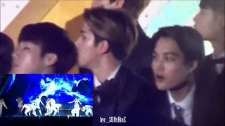 EXO(ft. Sunggyu) watching 2NE1 - Come Back Home and CL's rap at SBS Gayo Daejun 2014