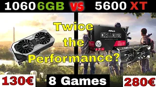 GTX 1060 6GB OC vs RX 5600 XT 👀Benchmark in 8 Games😎 1080p FPS Comparison