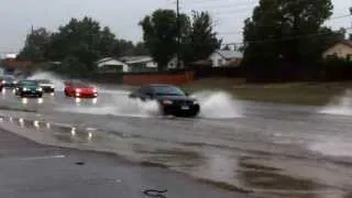 Cars going though high water