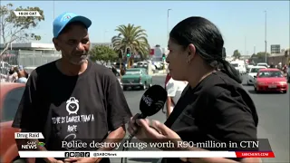 Police destroy drugs at a medical waste facility in Cape Town