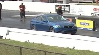 2013 BMW M5 F10 Drag Racing 1/4 Mile Launch Control runs 11.9 @ 118 MPH All Stock