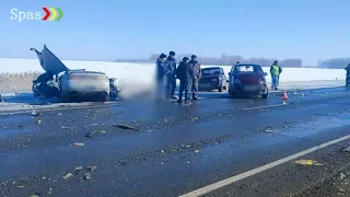 ДТП В Курганской области. Столкновение легкового и грузового автомобиля с печальным исходом.