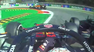 F1 2021 Monza race huge crash between #33 Max Verstappen and #44 Lewis Hamilton onboard