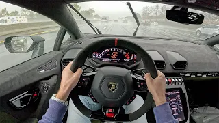 Rain Storm Commute in the Lamborghini Huracan Sterrato - Therapy Drive (POV Binaural Audio)