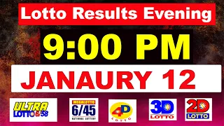PCSO lotto results today | pcso live draw 9pm today  12 January 2024