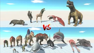 Mutant Rex Team VS Aquatics and Carnivorous Dinosaurs  - Animal Revolt Battle Simulator