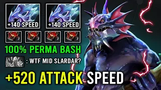 WTF +520 Attack Speed Permanent Bash Solo Mid Slardar Hit Like a Truck Dota 2