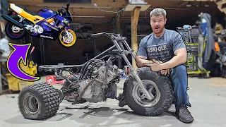 Street Bike Swapping a Honda atc250r 3 wheeler With a cbr600 Engine! (Looks INSANE!)