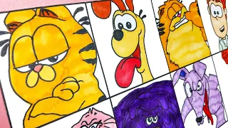 Drawing the Garfield Movie All Characters | Drawing Garfield, Odie, Vic, Jon, Jinx