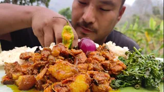 pork, cherry tomatoes and dried bamboo shoot fry || fern fry || Naga mukbang || kents vlog.