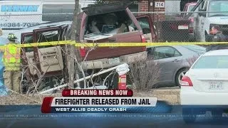 Firefighter arrested in deadly 3-car wreck released from jail