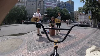 BMX SUNSHINE RIDE IN PRAGUE pt.1  Testing GoPro chest mount, plus live band! :-)