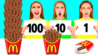 100 Capas de Alimentos Desafío | Desafío Loco por Fun Fun Challenge