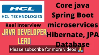 Java Developer lead interview LIVE || 2022 | HCL interview pattern