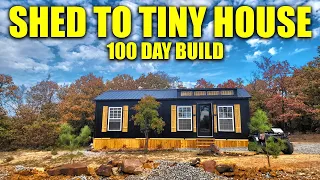 Shed To Tiny House In The Woods - 100 Day Build In 15 Minutes