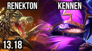 RENEKTON vs KENNEN (TOP) | Rank 6 Renekton, 1.7M mastery, Legendary, 13/3/3 | BR Challenger | 13.18