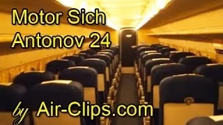 Antonov An-24 Motor Sich Airlines - cockpit & cabin  [AirClips full flight series]