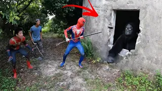 Super Hero Spider-Man Bravely Confronts King Kong