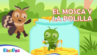 La mosca y la polilla 🍯🔥 | FÁBULAS para REFLEXIONAR | CUENTOS para NIÑOS | DinoPeq 🦖