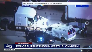 LA police chase ends in multi-vehicle crash on 405 Freeway