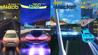 Asphalt 8 Noob vs Pro vs Hacker vs God