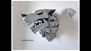 🐺 Lobo Huargo de Juego de Tronos / 3D PAPERCRAFT / Stark Wolf Game of Thrones.  Plantillas Gratis