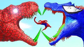 All Big Superhero Dinosaurs Battle in Jurassic Word Spiderman T-Rex vs Dinosaur Superman Spinosaurus