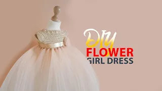 Diy special occasion dress/ no sew flower girl, birthday dress/ crochet tulle dress for little girls