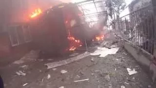 Донецк Обстрел в Киевском районе,ул Брюсова 29 01 2015