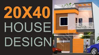 20X40 House plan with Modern 20X40 3d elevation by nikshail