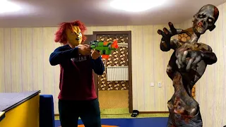 Nerf War Game Chucky vs Zombie Apocalypse