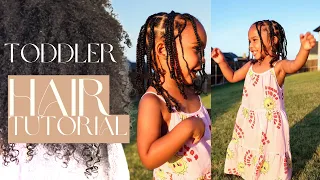 Let's Do My Toddlers Hair! Knotless Braids on 3c/4a Natural Hair Tutorial for Kids NO ADDED HAIR