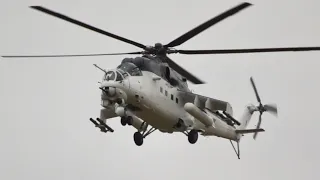 Mil Mi-35 and Mil Mi-24V from the Czech Air Force arrival at RAF Fairford RIAT 2015 AirShow