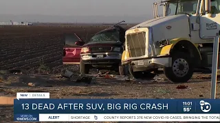 13 dead after SUV, big rig crash