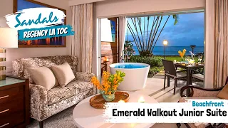 Emerald Beachfront Walkout Junior Suite (WEBT) | Sandals La Toc, St Lucia | Tour & Review 4K