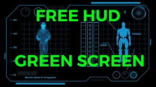 Green Screen | HUD Wireframe Running Man and Rotating Humanoid