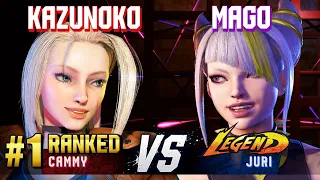 SF6 ▰ KAZUNOKO (#1 Ranked Cammy) vs MAGO (Juri) ▰ Ranked Matches