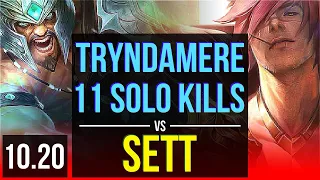 TRYNDAMERE vs SETT (TOP) | 3 early solo kills, 11 solo kills, 800+ games | KR Grandmaster | v10.20