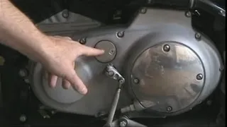 How To Adjust An Evolution Harley Davidson Sportster or Buell Motorcycle Primary Chain & Change Oil