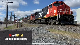 CN and VIA rail Compilation April 2024 #trainspotting