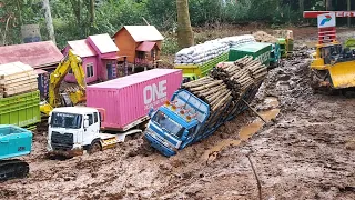 YANG LAGI VIRAL‼️🔥 SIMULASI JALAN BERLUMPUR DAN BERLOBANG DI LAMPUNG SEMUA RC TRUK miniatur TERPURUK