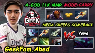 Abed Epic Mega Creeps Comback [Anti Mage]  11K MMR  Mode Carry vs Yowe Dota 2 Perspective  Gameplay