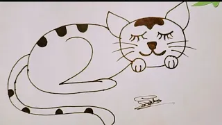 😺Cat Drawing || How To Draw A Cat Into A Numbers 200 || Very Easy Cat Drawing Step By Step || #draw