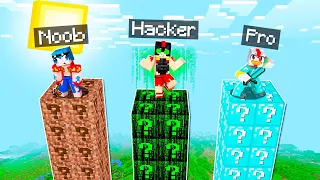 ¿PUEDES SOBREVIVIR a la TORRE MÁS ALTAS de LUCKY BLOCK? 😂😱 NOOB vs PRO vs HACKER ❓ MINECRAFT