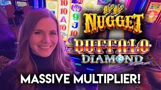 MASSIVE Multiplier HUGE BONUS WIN! Buffalo Diamond Slot Machine!