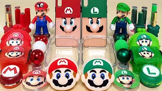 Super Mario vs Luigi Slime Mixing Makeup,Parts, Glitter Into Slime! Satisfying Slime Video ASMR