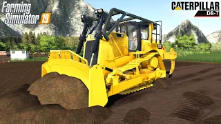 Farming Simulator 19 - CAT D8-T Dozer Pushing The Dirt At The Construction Site