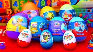 Opening Kinder Surprise Egg and HUGE JUMBO Mystery Chocolate Egg -Princess Doll Wedding Car Play Doh