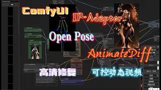 Comfyui:IP-Adapter结合Open Pose+AnimateDiff生成可控动态视频,并进行高清修复